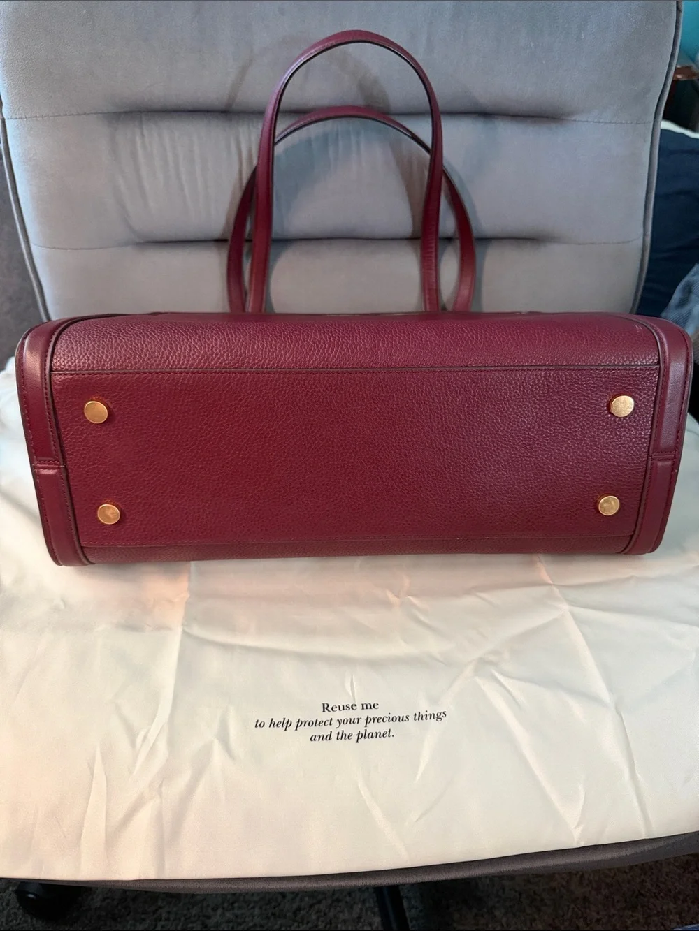 Kate Spade Leather Tote in Burgundy with Gold hardware